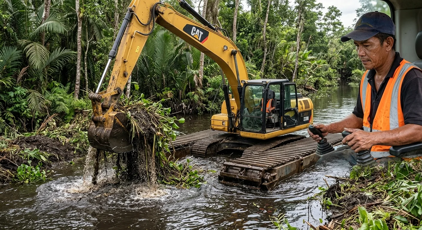 Amphibious Excavator untuk disewa di Malaysia